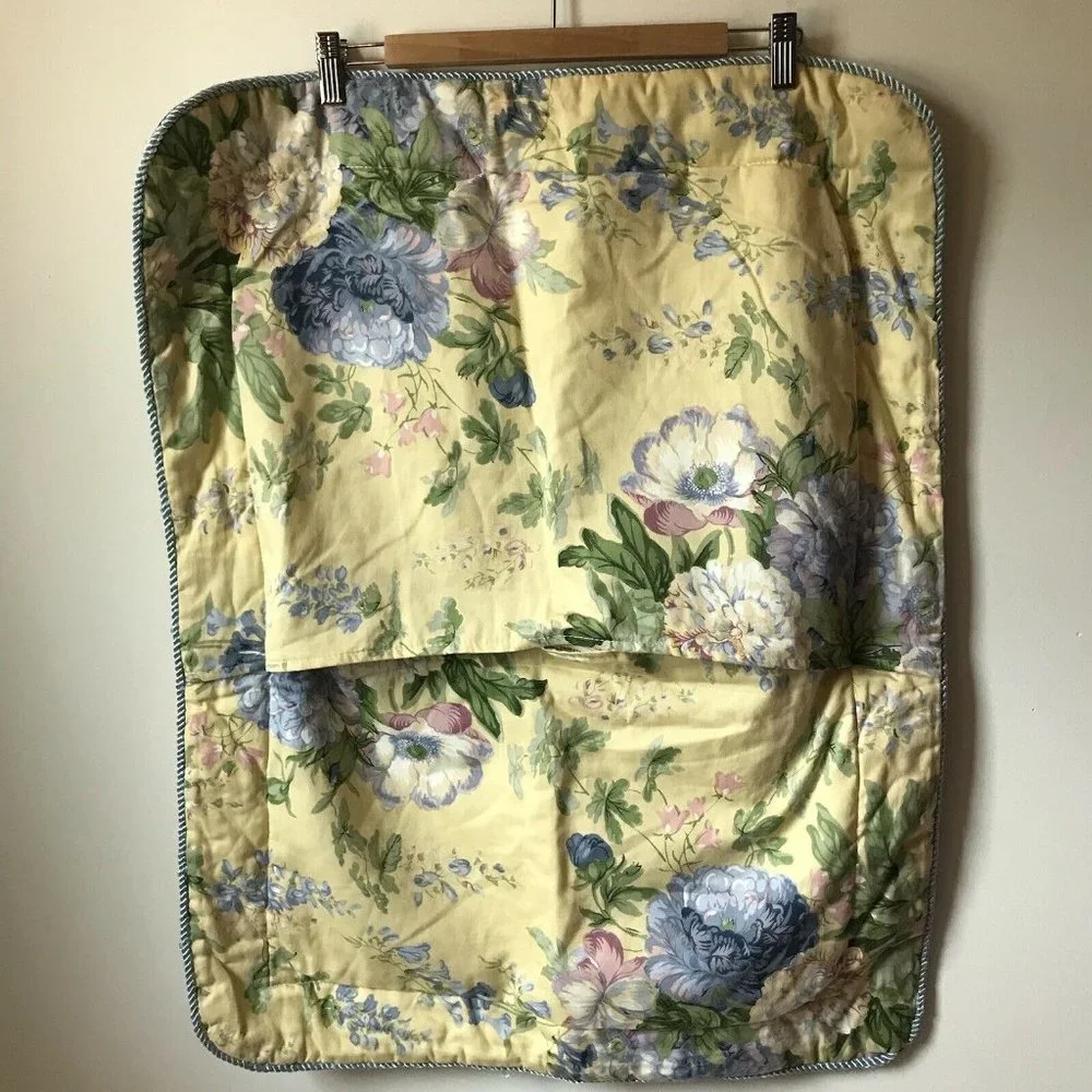 Waverly blossom hill peonies garden sham decorative blue piping rectangle yellow